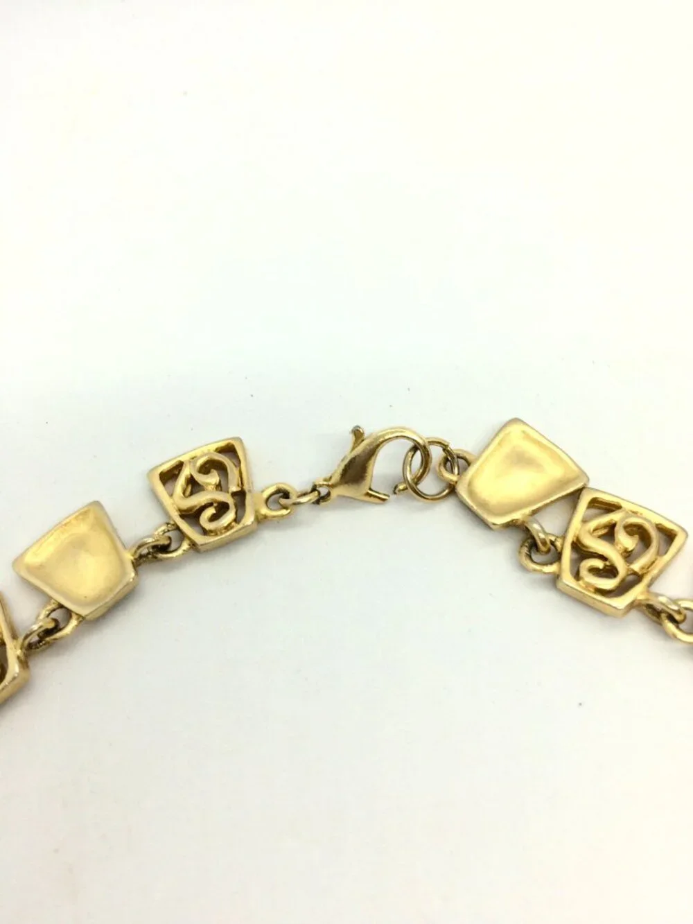 VINTAGE GOLD TONE Necklace Etruscan Revival Filigree Collar Brushed 16